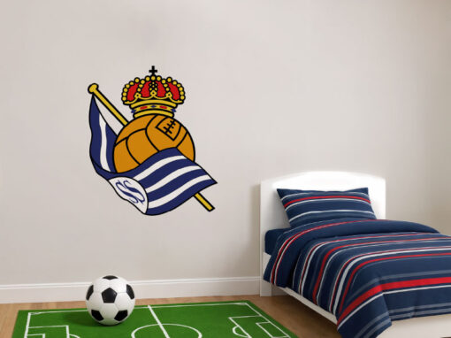 Montaje de habitación juvenil con Vinilo Decorativo Auto Adhesivo de Futbol Escudo del Real Sociedad
