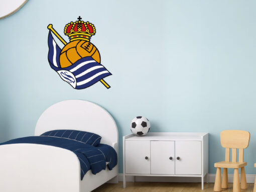 Montaje de habitación infantil con Vinilo Decorativo Auto Adhesivo de Futbol Escudo del Real Sociedad