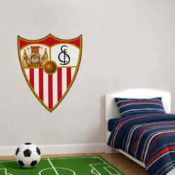 Montaje de habitación juvenil con Vinilo Decorativo Auto Adhesivo de Futbol Escudo del Sevilla C.F.