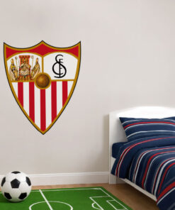 Montaje de habitación juvenil con Vinilo Decorativo Auto Adhesivo de Futbol Escudo del Sevilla C.F.