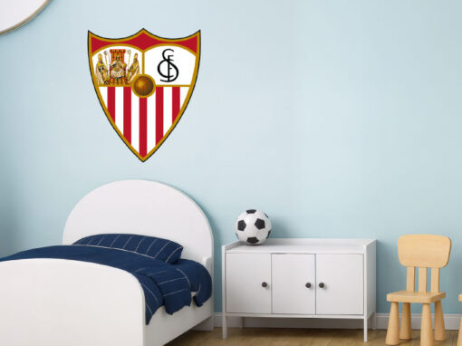 Montaje de habitación infantil con Vinilo Decorativo Auto Adhesivo de Futbol Escudo del Sevilla C.F.