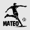 Vinilo futbol de Jugador con balón y nombre personalizable de color negro