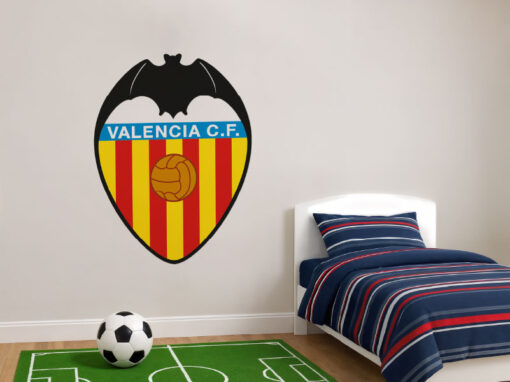 Montaje de habitación juvenil con Vinilo Decorativo Auto Adhesivo de Futbol Escudo del Valencia Club de Fútbol