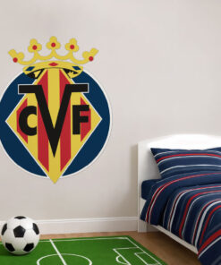 Montaje de habitación juvenil con Vinilo Decorativo Auto Adhesivo de Futbol Escudo del Villarreal Club de Fútbol