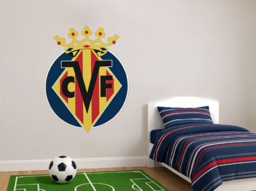 Montaje de habitación juvenil con Vinilo Decorativo Auto Adhesivo de Futbol Escudo del Villarreal Club de Fútbol