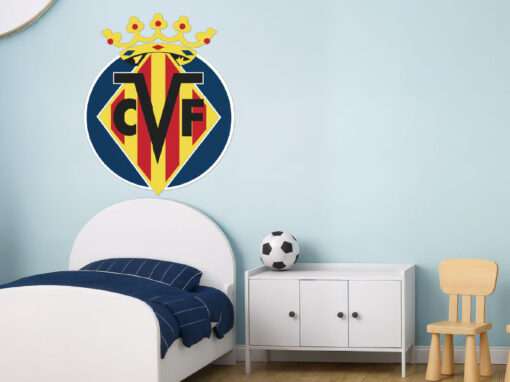 Montaje de habitación infantil con Vinilo Decorativo Auto Adhesivo de Futbol Escudo del Villarreal Club de Fútbol