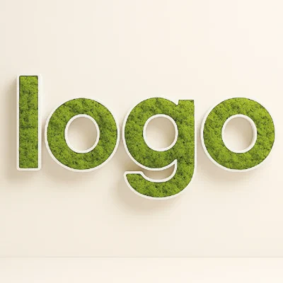 Letra Corporea "Logo" de Musgo Preservado sobre PVC Blanco