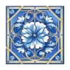 Cenefa Decorativa Vinilo Motivo Azulejo Flor Azul