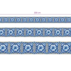 Cenefa Decorativa Vinilo Motivo Azulejo Flor Azul medidas