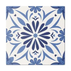 Cenefa Decorativa Vinilo Motivo Azulejo Espiga Azul