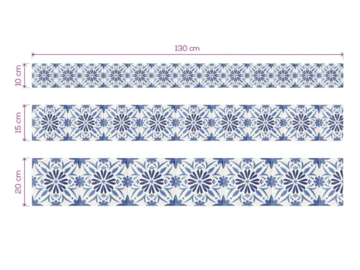 Cenefa Decorativa Vinilo Motivo Azulejo Espiga Azul medidas