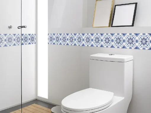 Cenefa Decorativa Vinilo Motivo Azulejo Espiga Azul baño
