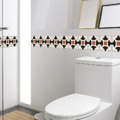 Cenefa Decorativa Vinilo Motivo Azulejo Rombo Beige baño