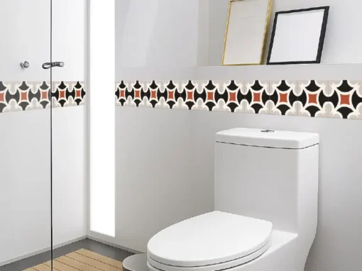 Cenefa Decorativa Vinilo Motivo Azulejo Rombo Beige baño