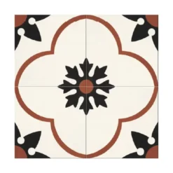 Cenefa Decorativa Vinilo Motivo Azulejo Flor Espiga Beige