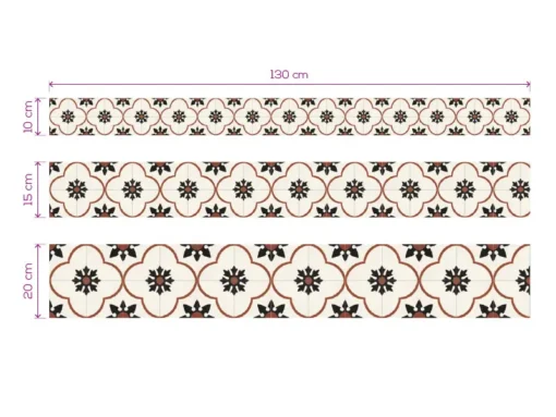 Cenefa Decorativa Vinilo Motivo Azulejo Flor Espiga Beige medidas