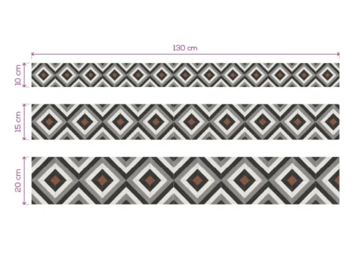 Cenefa Decorativa Vinilo Motivo Azulejo Rombo Gris medidas