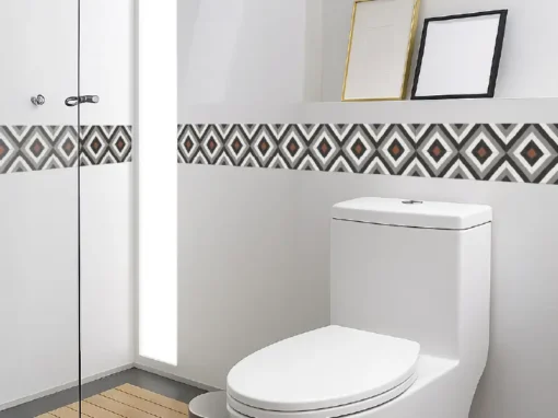 Cenefa Decorativa Vinilo Motivo Azulejo Rombo Gris baño