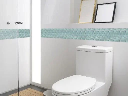 Cenefa Decorativa Vinilo Motivo Escamas Azul Verdosas baño