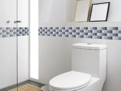 Cenefa Decorativa Vinilo Motivo cuadros grises baño