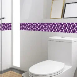 Cenefa Decorativa Vinilo Geométrico Morado Abstracto baño