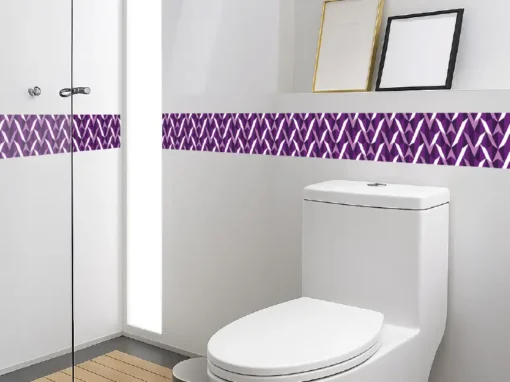 Cenefa Decorativa Vinilo Geométrico Morado Abstracto baño