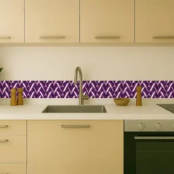 Cenefa Decorativa Vinilo Geométrico Morado Abstracto cocina