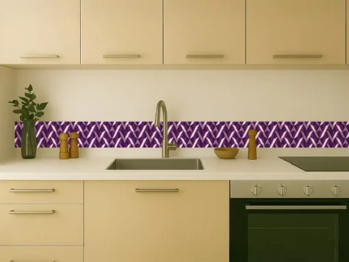Cenefa Decorativa Vinilo Geométrico Morado Abstracto cocina