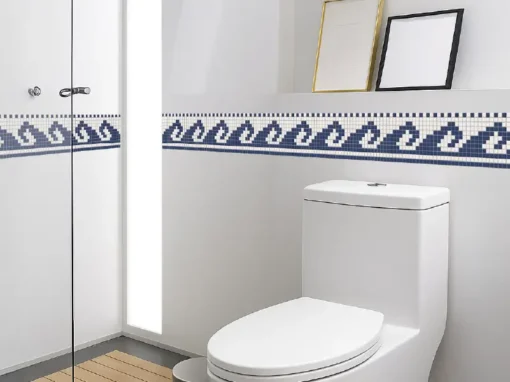 Cenefa Decorativa Vinilo Olas de Mosaico Griego baño