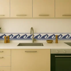 Cenefa Decorativa Vinilo Olas de Mosaico Griego cocina