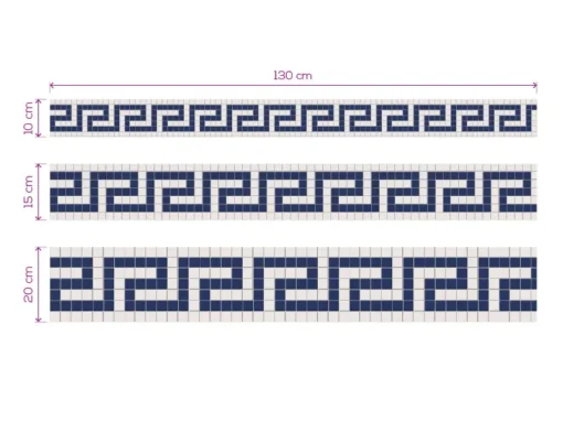 Cenefa Decorativa Vinilo Espiral de Mosaico Griego medidas