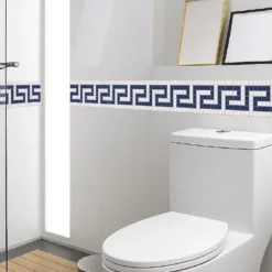 Cenefa Decorativa Vinilo Espiral de Mosaico Griego baño