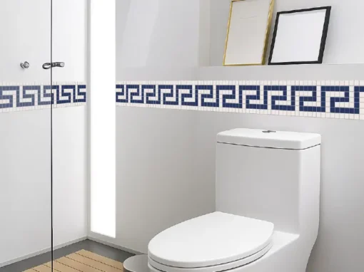 Cenefa Decorativa Vinilo Espiral de Mosaico Griego baño