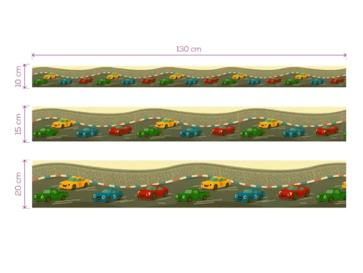 Cenefa Decorativa Infantil Vinilo coches de carreras medidas