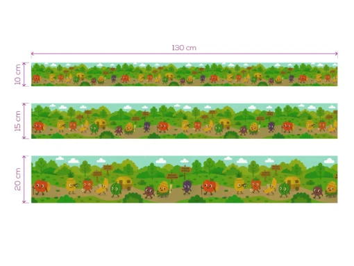 Cenefa Decorativa Infantil Vinilo Frutas Peregrinas medidas