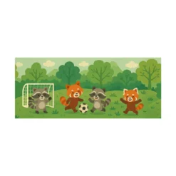 Cenefa Decorativa Infantil Vinilo Mapaches y Pandas Rojos