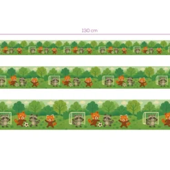 Cenefa Decorativa Infantil Vinilo Mapaches y Pandas Rojos medidas