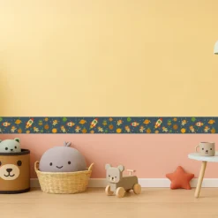 Cenefa Decorativa Infantil Vinilo Monos Espaciales habitacion