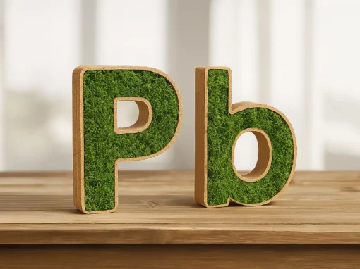 Letra Corporea (Letras Pb) de Madera DM con interior de Musgo Preservado