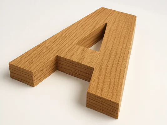 Letra A de madera de roble