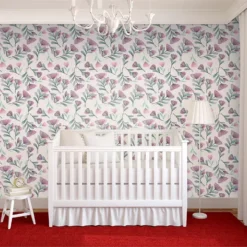 Papel Pintado Autoadhesivo Flores Amapola Acuarela Pastel Cuna