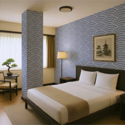 Papel pintado autoadhesivo Japonés Amanecer Negativo, aplicado en la columna de una habitación