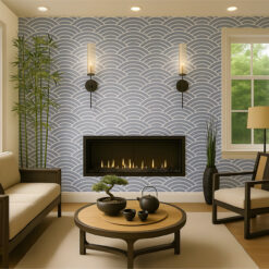 Papel pintado autoadhesivo Japonés Amanecer Negativo, decorando un salón