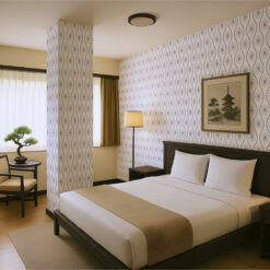 Papel pintado autoadhesivo Japonés Estrella Onda, aplicado en la columna de una habitación