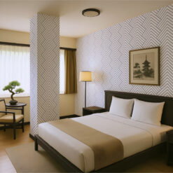 Papel pintado autoadhesivo Japonés Espiga, aplicado en la columna de una habitación